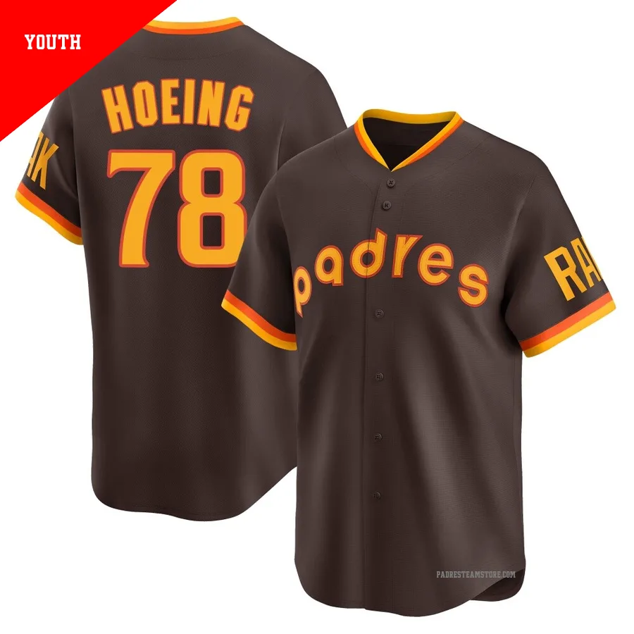 Youth San Diego Padres ＃78 Bryan Hoeing Brown Limited Cooperstown Collection Jersey