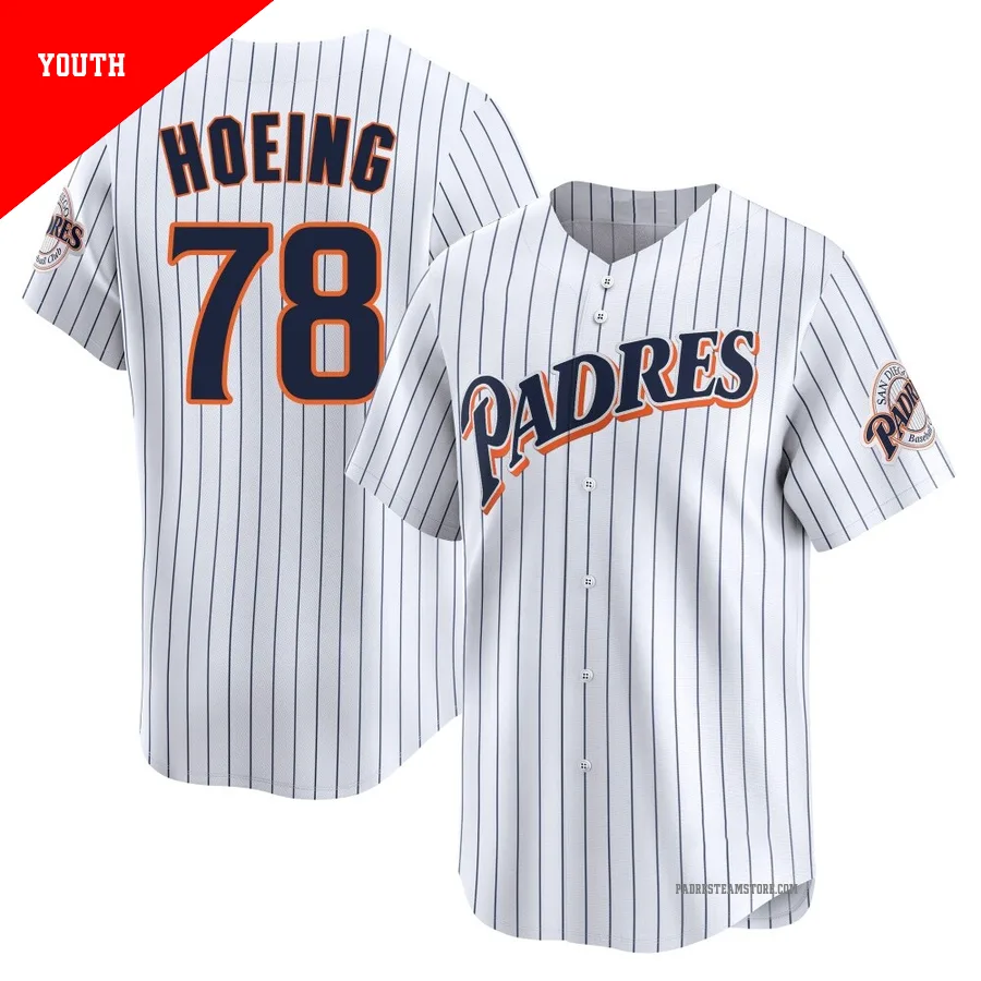 Youth San Diego Padres ＃78 Bryan Hoeing White Limited Cooperstown Collection Jersey