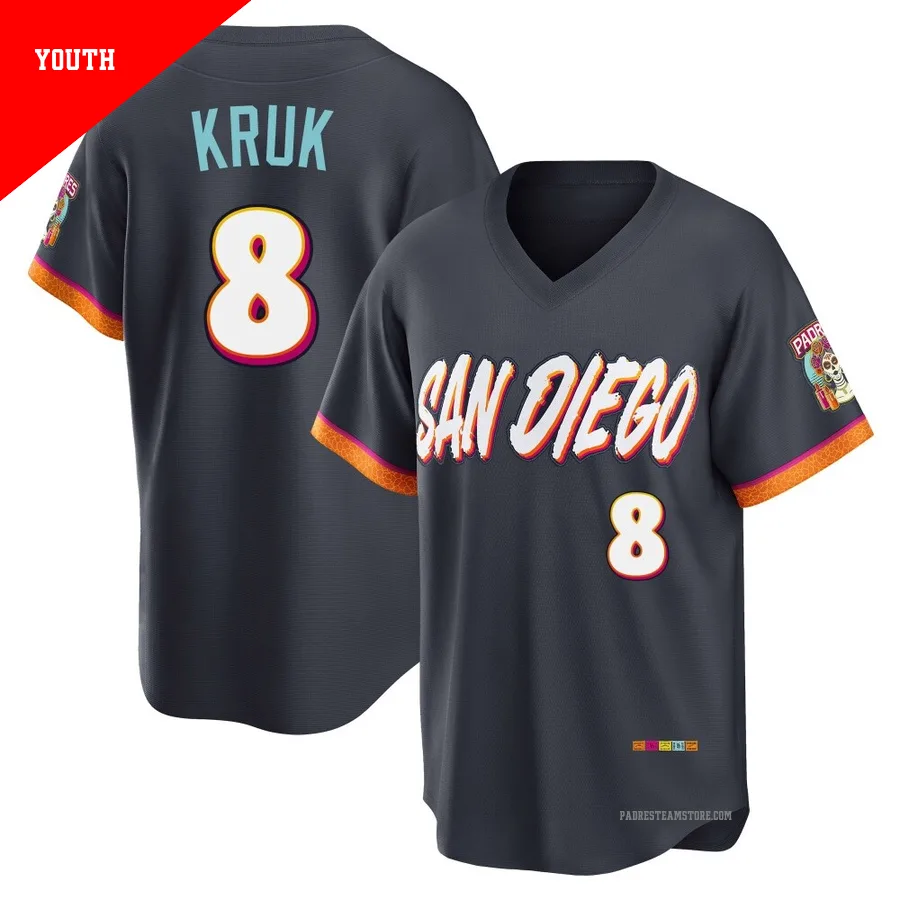 Youth San Diego Padres ＃8 John Kruk Limited Obsidian 2026 City Connect Stadium Jersey