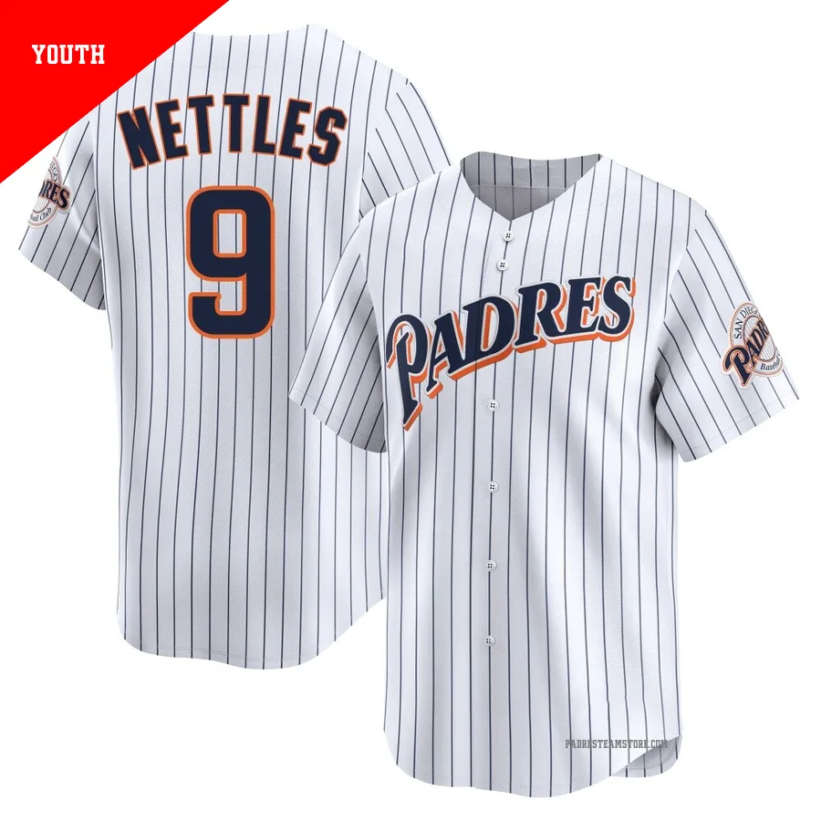 Youth San Diego Padres ＃9 Graig Nettles White Limited Cooperstown Collection Jersey