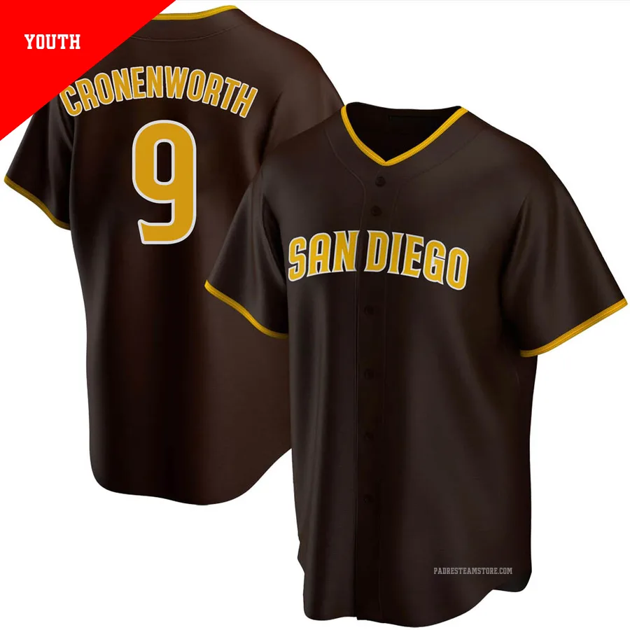 Youth San Diego Padres ＃9 Jake Cronenworth Brown Replica Road Jersey