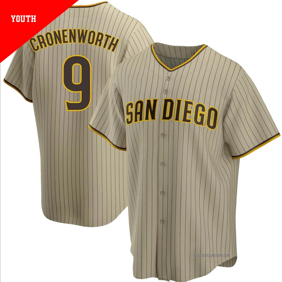 Youth San Diego Padres ＃9 Jake Cronenworth Sand/Brown Replica Alternate Jersey
