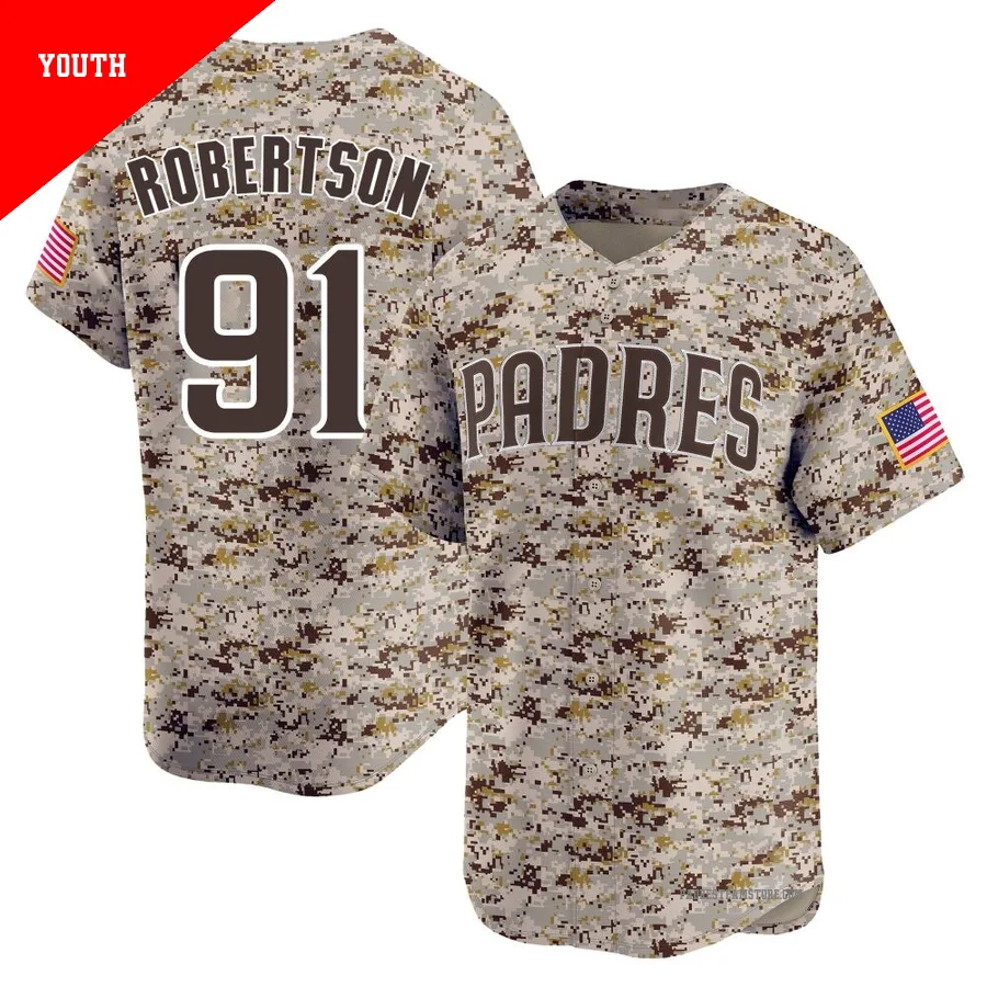 Youth San Diego Padres ＃91 Tyler Robertson Camo Limited 2nd Alternate Jersey