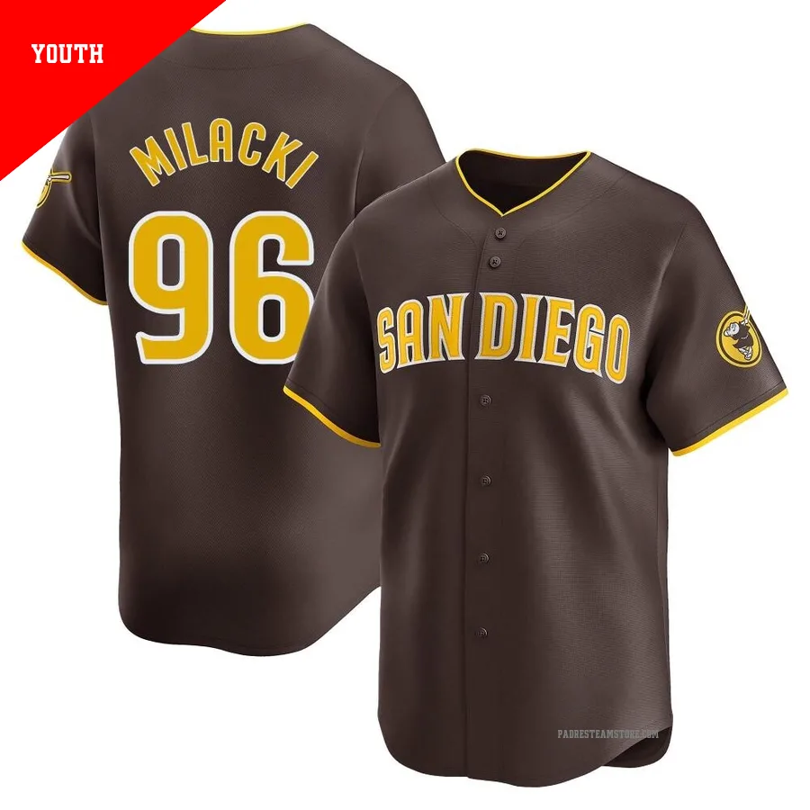 Youth San Diego Padres ＃96 Bobby Milacki Brown Limited Away Jersey