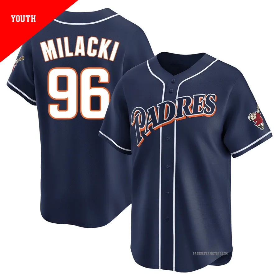 Youth San Diego Padres ＃96 Bobby Milacki Navy Limited Cooperstown Collection Jersey