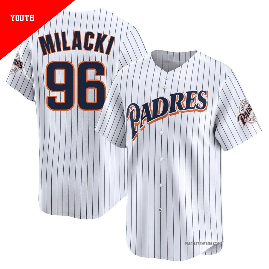 Youth San Diego Padres ＃96 Bobby Milacki White Limited Cooperstown Collection Jersey