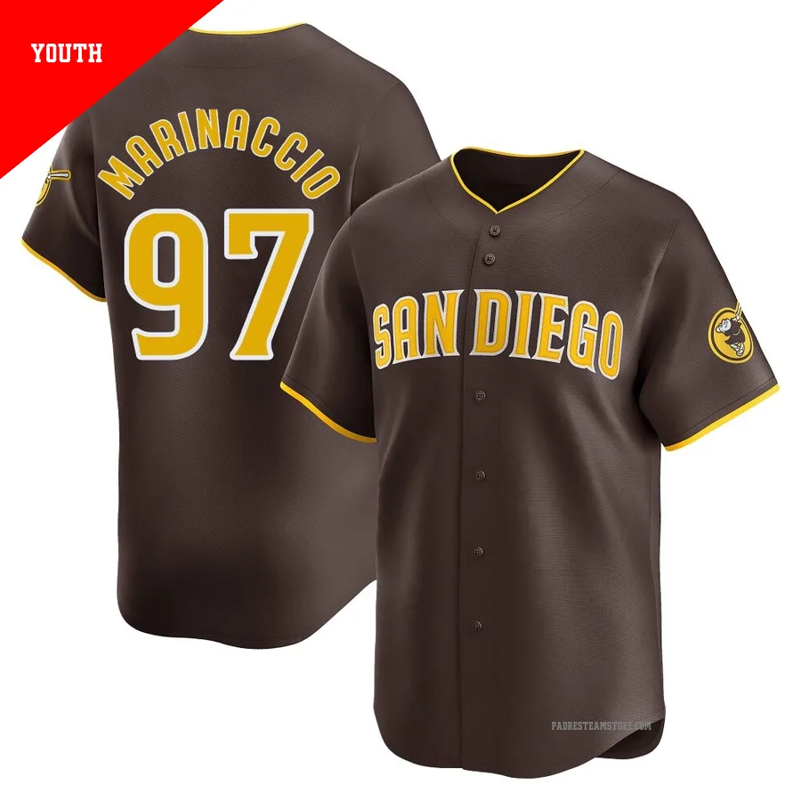 Youth San Diego Padres ＃97 Ron Marinaccio Brown Limited Away Jersey